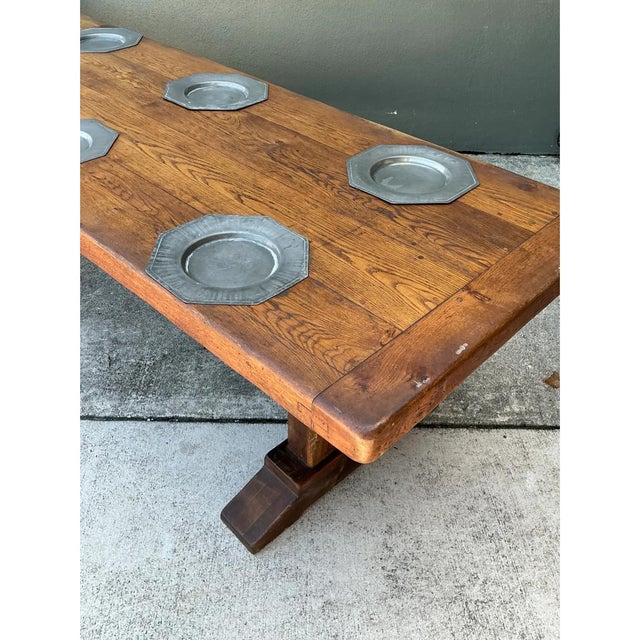 Mid 20th Century Vintage Monumental Metal Plate Refractory Monastery Table For Sale - Image 5 of 13