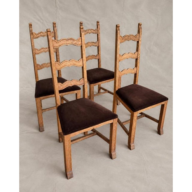 Danish Carved Oak Dining Chairs in the style of Skønvirke, 1930s, Set of 4 For Sale - Image 9 of 13