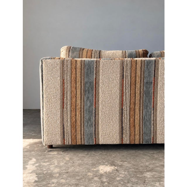 1970s Vintage Striped Woven Upholstery Three-Seat Sofa For Sale - Image 9 of 16
