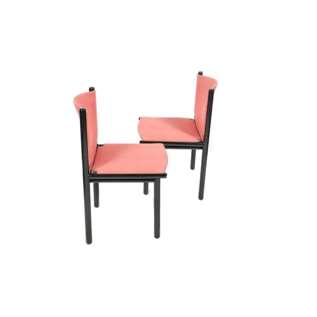 Mid-Century Modern 1980s Gianfranco Frattini for Cassina Dining Chair Set of 6, Black Lacquered Frame, Pink, 1985 For Sale - Image 3 of 5