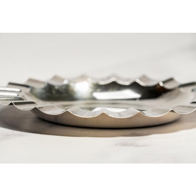 1950s Neat Vintage Mid Century Modern MCM Sterling Silver Ashtray Modernist Fluted Jewelry Dish Desk Catchall Home Decor For Sale - Image 5 of 8