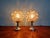 Pair of amber-colored bubbled glass table lamps, design Helena Tynell, for the German manufacturer Glashütte Limburg,...