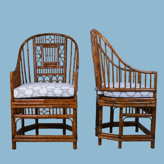 Late 20th Century Pair of Highback Brighton Pavilion Chairs For Sale - Image 5 of 6