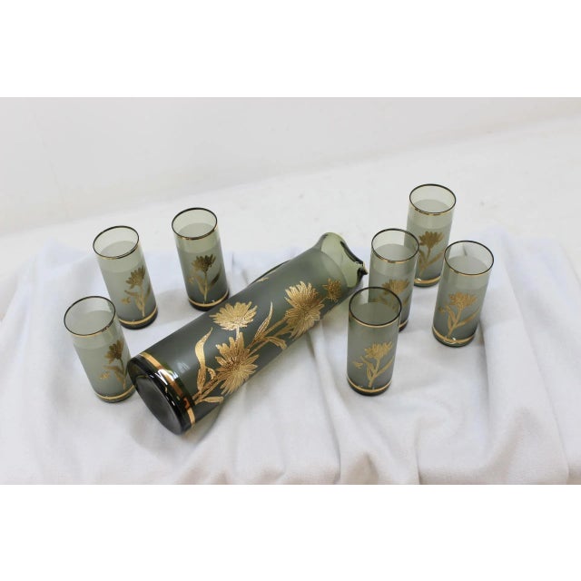 Mid-Century Modern Jug and 7 Glasses by Bohemia Glass, 1970s, Set of 8 For Sale - Image 3 of 11