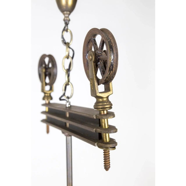 Brown Large Early 20th Century Industrial Cog Pendant Light For Sale - Image 8 of 10