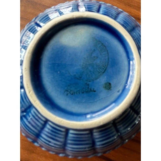 1970s 1970s Bordallo Pinheiro Blue Basketweave Dinner Plates and Cups-4 Pieces For Sale - Image 5 of 10