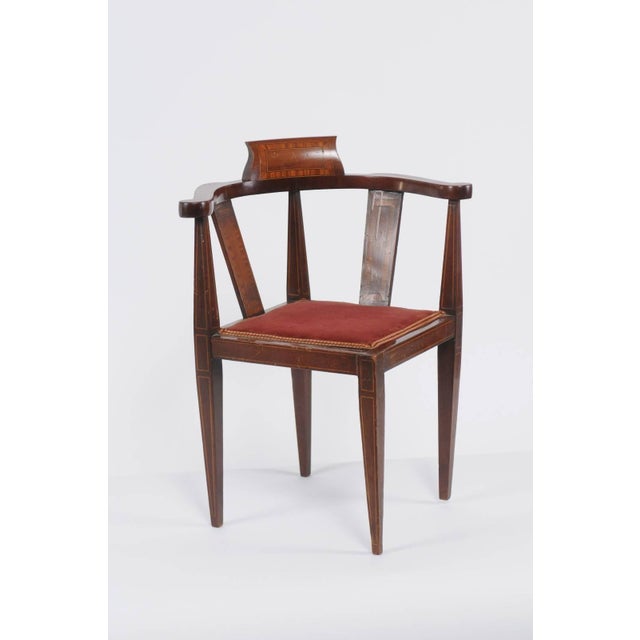 French French 1900s Mahogany Corner Child Chair with Crossbanding and Tapered Legs For Sale - Image 3 of 9