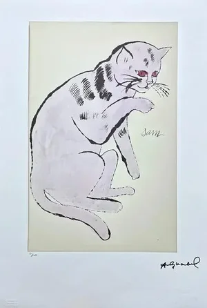 After Andy Warhol, Cat Sam Beige-Purple, 1980s, Lithograph