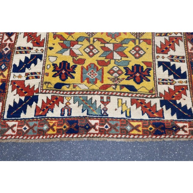 Yellow Antique Kuba Rug 3' X 7'1'' For Sale - Image 8 of 12