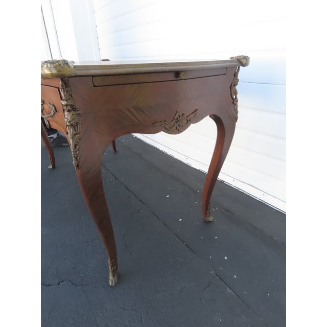 French Late 1800s Large Inlay Leather Top Partner Extension Desk 6431 For Sale - Image 18 of 18