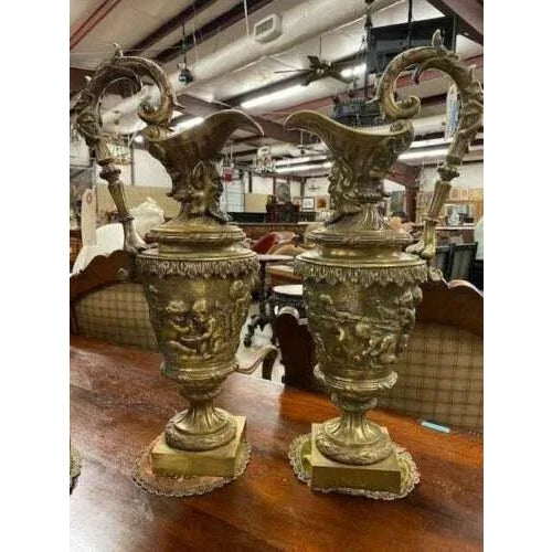 20th Century Bronze French Ewer-Form, Set of 2 Garnitures For Sale - Image 4 of 5