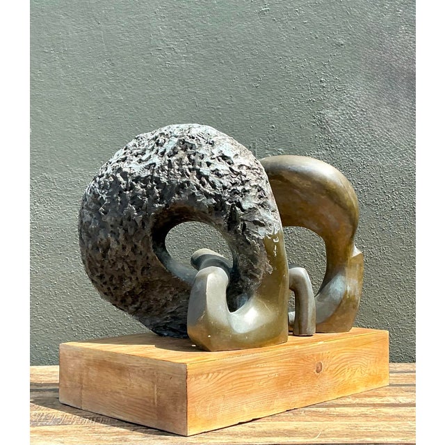 Vintage Monumental Bronze Abstract Sculpture For Sale - Image 12 of 12