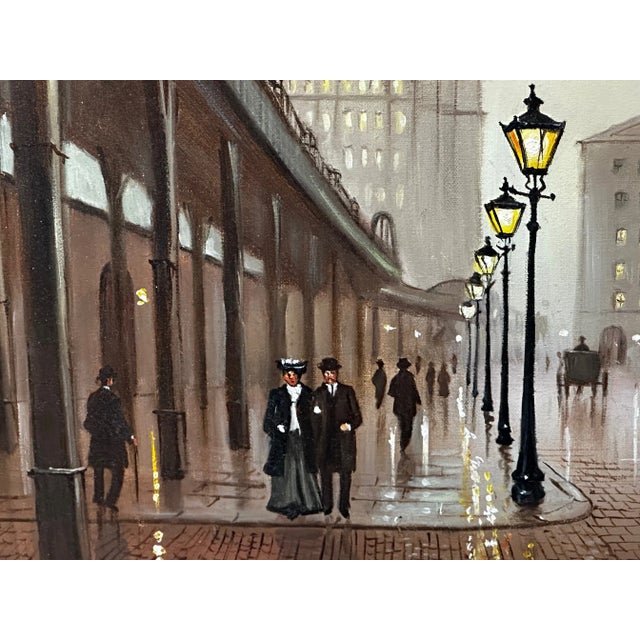 Brown Oil Painting Edwardian Cityscape Liverpool the Strand in 1911 by Steven Scholes For Sale - Image 8 of 12