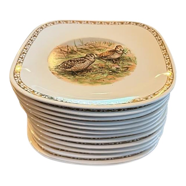Set of 12 Vintage Longchamp French Pheasant Plates For Sale