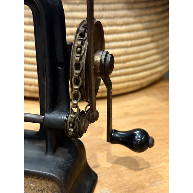 Smith & Egge “Little Comfort” Cast Iron Chain Drive Sewing Machine c.1896 For Sale - Image 6 of 14