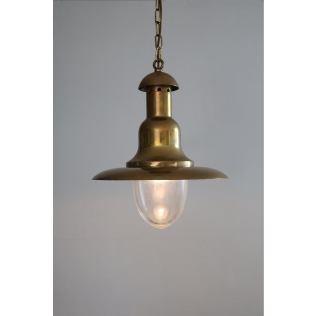 Maritime Danish brass pendant light Ship's lamp High-quality craftsmanship Heavy weight Made in Denmark 1970s Classic...