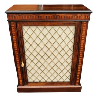 Victorian Rosewood Pier Cabinet with Glazed Front and Lattice Gilt Metal, 1890s For Sale
