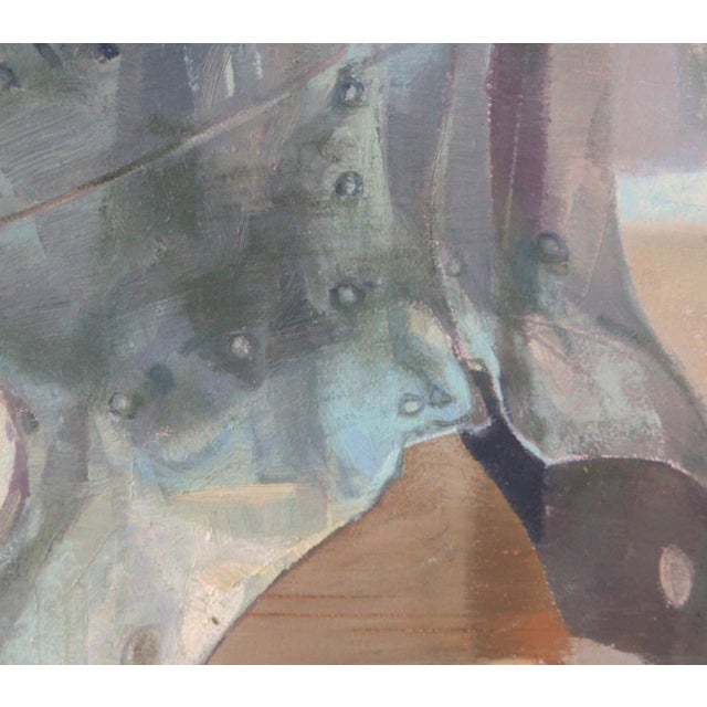 I Will Meet You Under the Sea by Elena Burykina | Oil on panel Painting of a reflective helmet For Sale - Image 4 of 5