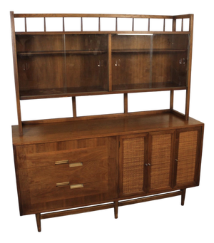 American of Martinsville Walnut Server and Hutch Set