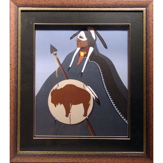 Kim Means"Buffalo Medicine Man" Hand Signed With Custom Frame For Sale