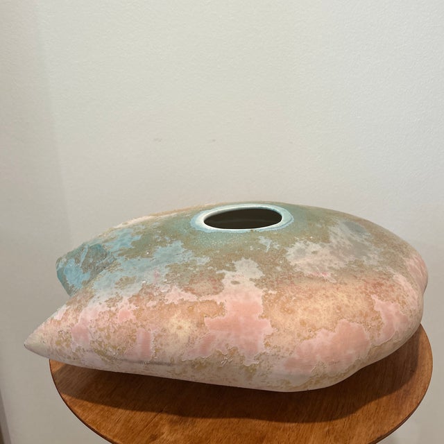 Evans Monumental Modernist Large Raku Vase by Tony Evans (1942- 2009 ) Organic Freeform Shape Signed For Sale - Image 4 of 12