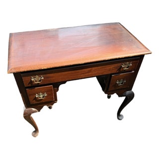 1930s Charak Furniture Co. Chippendale Mahogany Kneehole Desk, Boston, Dated 1930s For Sale