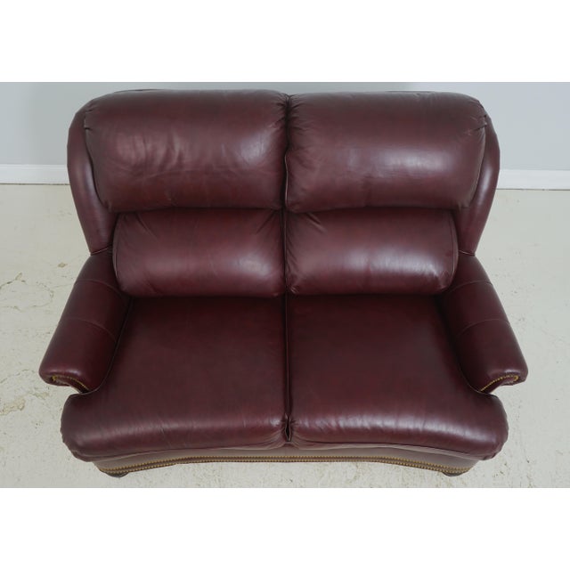Traditional Hancock & Moore Burgundy Leather Loveseat Sofa For Sale - Image 3 of 18