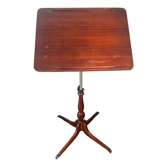 Victorian Music Stand Podium Book Stand Mahogany & Wrought Iron Adjustable 1890s For Sale