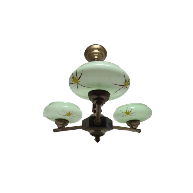 Art Deco Style Bakelite Chandelier, Poland, 1950s For Sale - Image 3 of 15