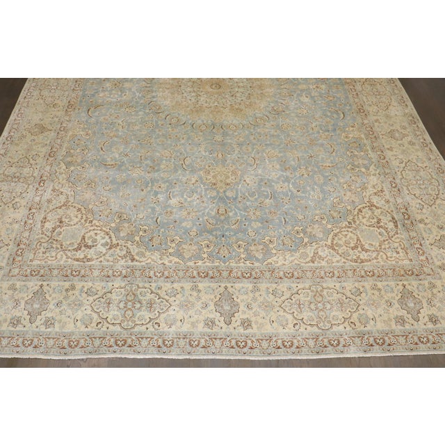 A gorgeous 1930s formalPersian Nain carpet in blues and yellow
