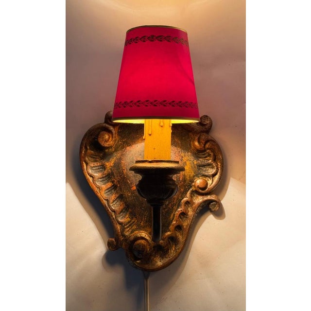 Baroque Baroque Wall Lights in Linden Wood, 1960s, Set of 2 For Sale - Image 3 of 12