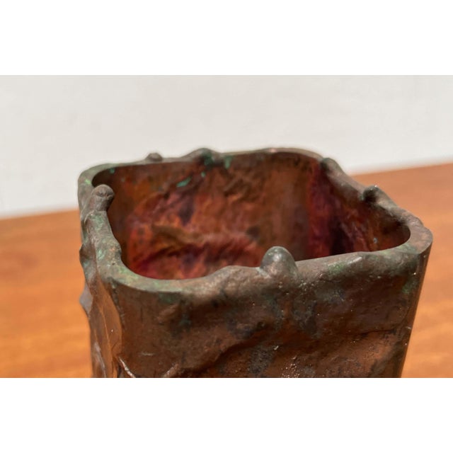 Mid-Century Modern Brutalist Metal Block Vase, 1960s For Sale - Image 6 of 16