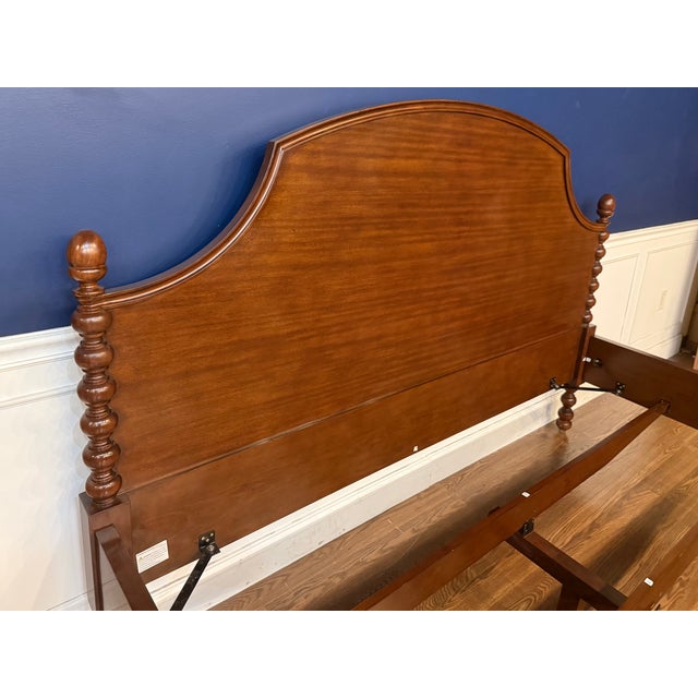 Classic King Size Mahogany Spindle Post Bed by Leighton Hall - Showroom Sample For Sale - Image 10 of 14
