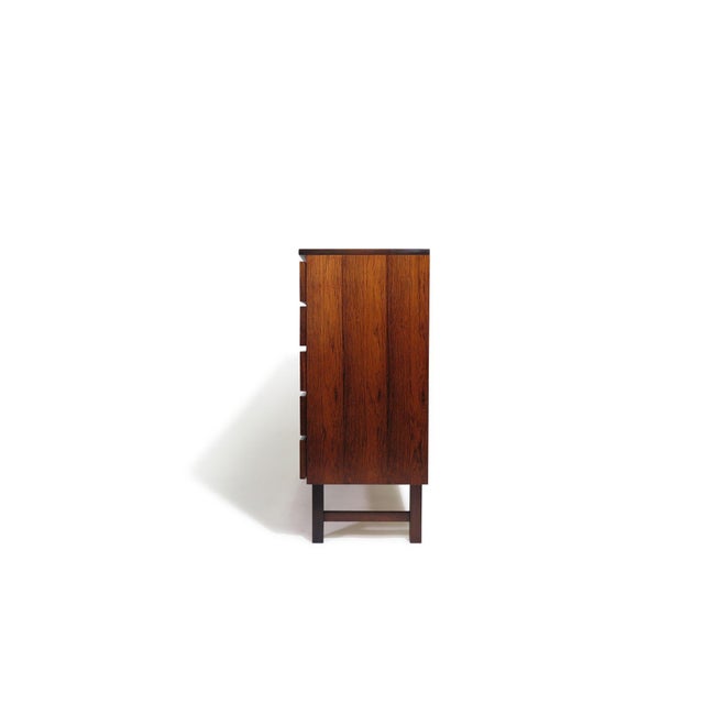 Brown Restored Brazilian Rosewood Dresser by Kai Kristiansen, Danish Modern, 1958, Attributed For Sale - Image 8 of 10