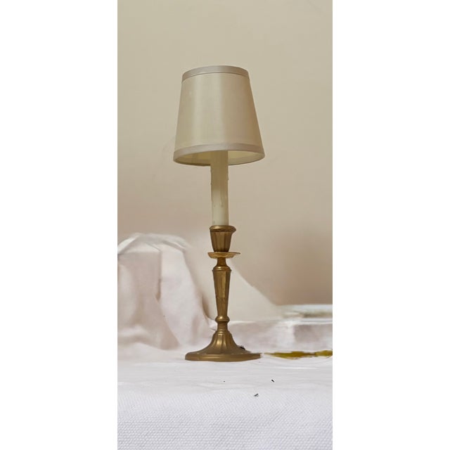 Metal 1940s Gilt Metal Candlestick Lamps, a Pair For Sale - Image 7 of 8