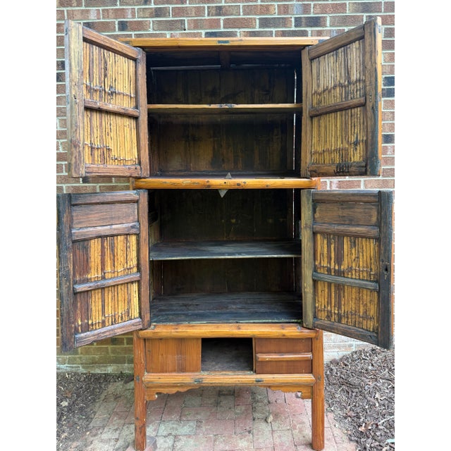 Asian Early 18th Century Chinese Bamboo Kitchen Cabinet Qing Dynasty For Sale - Image 3 of 12