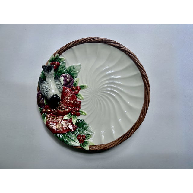 Ceramic 1993 Fitz & Floyd "Winter Fruit" Chickadee Porcelain Plate For Sale - Image 7 of 18