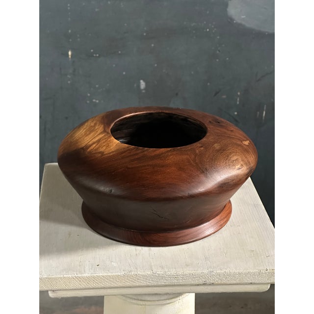 Vintage Turned Walnut Vase Form Signed For Sale - Image 6 of 7