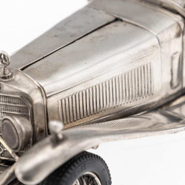 Vintage Silver Mercedes Benz SSK 1928 Roadster Model Car, 1960s For Sale - Image 13 of 18