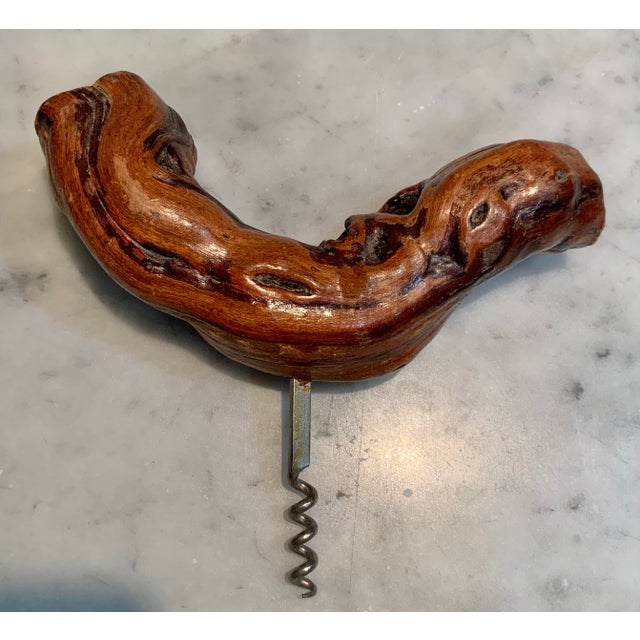 Mid 20th Century Rare Vintage French Grapevine Wood Corkscrew — Marked “Bourgognes Patriarche” Historic Burgundy House Founded in 1780 — Siret of France - See Pics! For Sale - Image 5 of 8