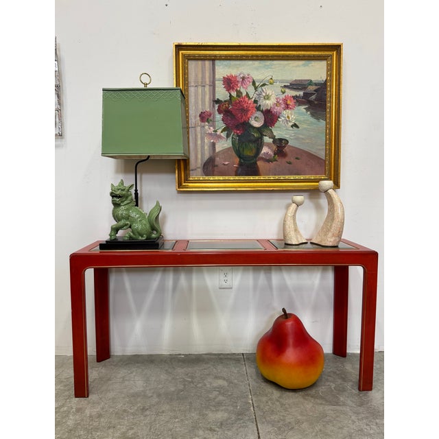 Vintage, framed oil painting of red and green peppers, signed by the artist "Gladys M.". The painting, often described in...