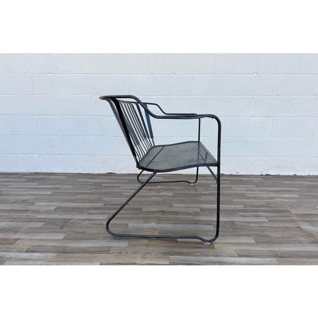 Vintage Mid-Century Modern Wrought Iron Patio Loveseat Bench | Russell Woodard Style Garden Sofa For Sale - Image 10 of 18