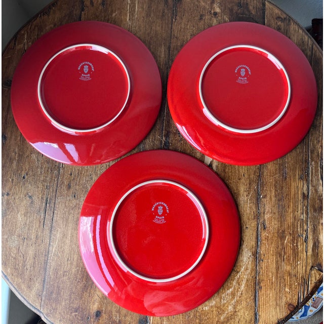 Red Late 20th Century Waechtersbach Fun Factory Freestyle Red-Cherry Coupe Dinner Plates, Made in Spain - Set of 6 For Sale - Image 8 of 9