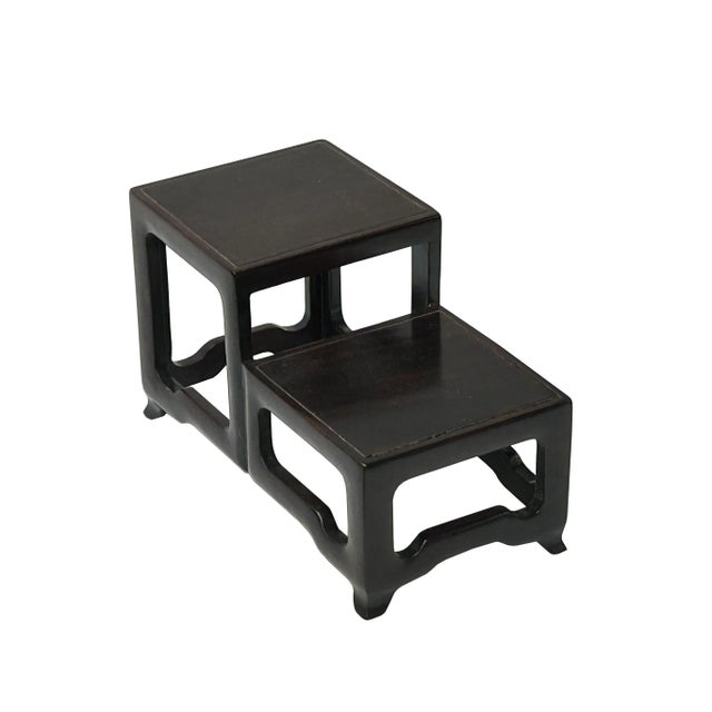 2000 - 2009 3.25" Brown Wood Step Shape Table Top Curio Display Easel Stand For Sale - Image 5 of 5