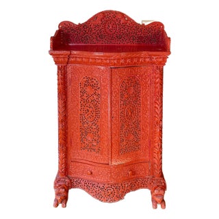 1850 Anglo Indian Sideboard or Dry Bar Cabinet Painted Cinnabar Red For Sale