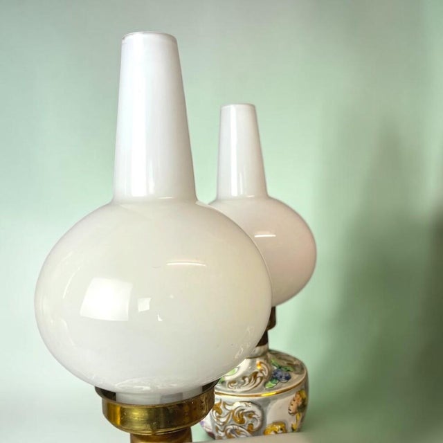 Portuguese Porcelain Hand Painted Table Lamps by Alcobaça Porcelain Factory, Set of 2 For Sale - Image 9 of 18