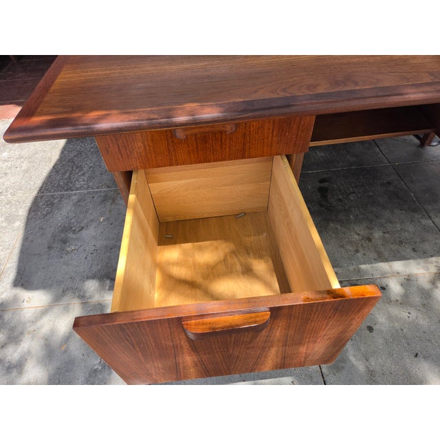 1960s Mid-Century Walnut Executive Desk Danish Modern Desk By: Hiebert For Sale - Image 12 of 12