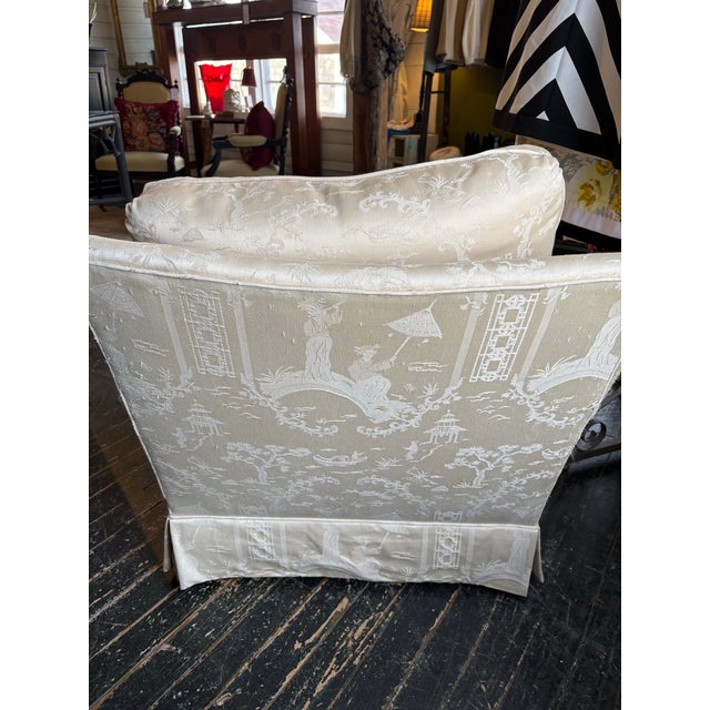 Vintage Chinoiserie Toile Club Chair For Sale - Image 4 of 12