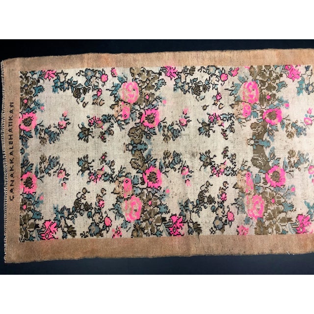 Textile Vintage Floral Design Turkish Handmade Wool Rug For Sale - Image 7 of 11