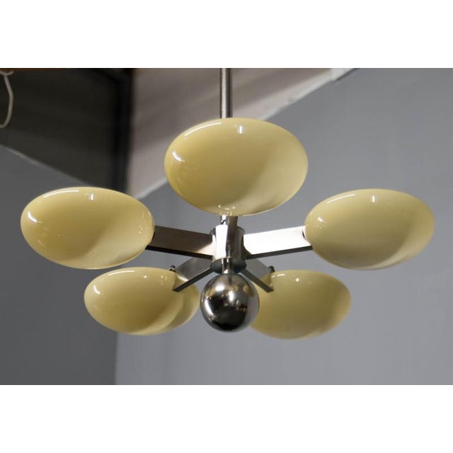 Art Deco Functionalist Nickel-Plated Chandelier, 1930s For Sale - Image 3 of 18